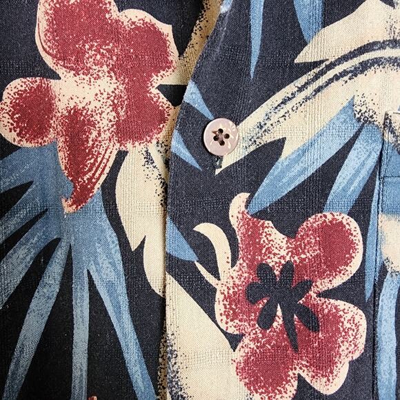 Haggard 100% Silk Shortsleeve Mens Shirt XL - Tropical Print Button Down Pocket - Picture 7 of 7